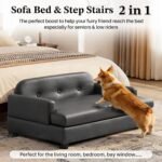 Luxury Dog Sofa Bed Elevated Pet Couch with Durable Waterproof Leather - Image 4