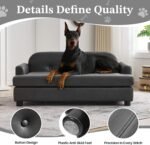 Luxury Dog Sofa Bed Elevated Pet Couch with Durable Waterproof Leather - Image 7