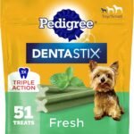 Pedigree Dentastix Small & Toy Breed Dental Dog Treats, Fresh, 51 Count