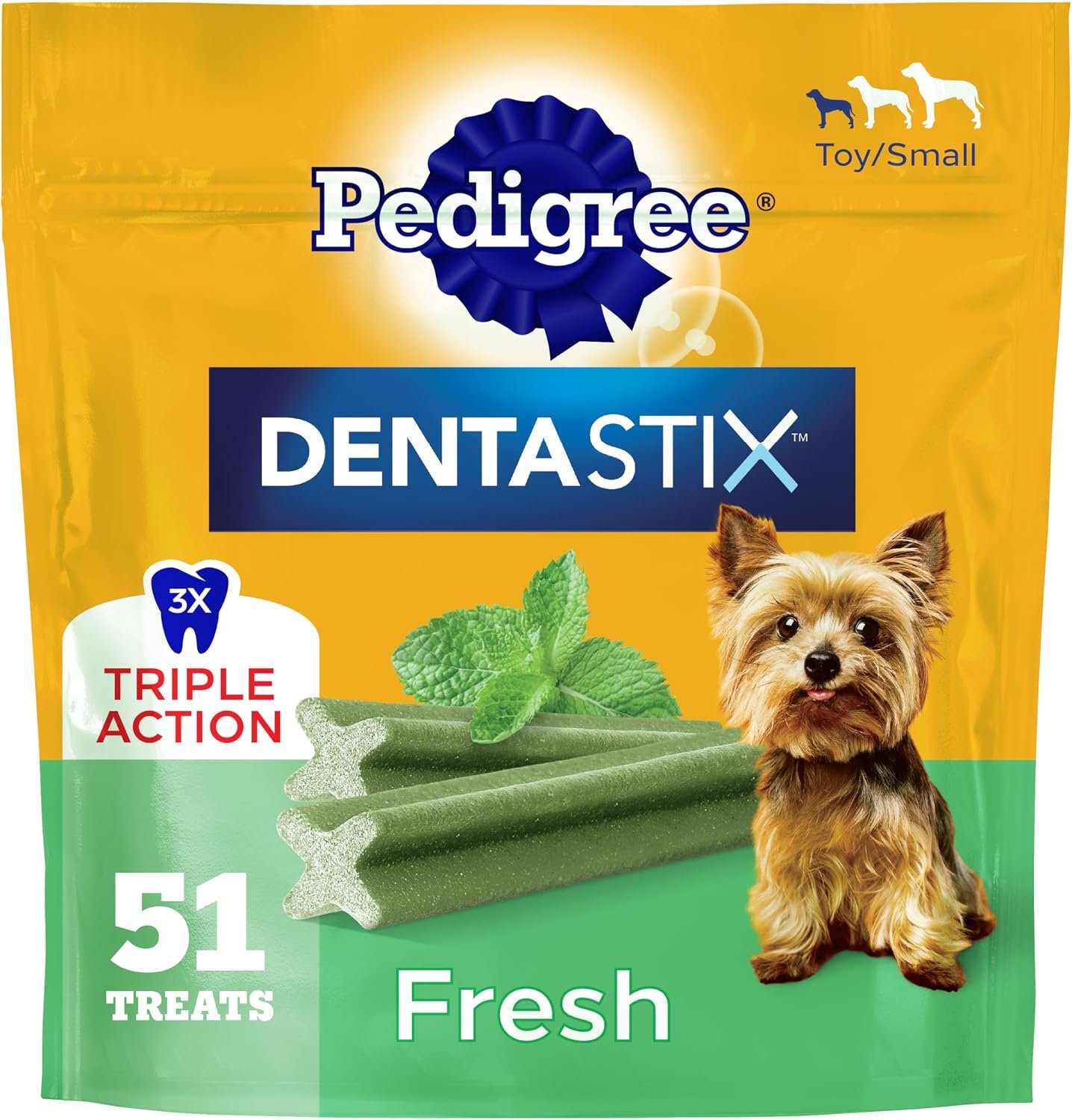 Pedigree Dentastix Small & Toy Breed Dental Dog Treats, Fresh, 51 Count Pedigree Dentastix Small & Toy Breed Dental Dog Treats, Fresh, 51 Count