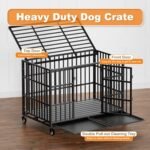 48 Inch Heavy Duty Dog Crate with Wheels,Indestructible Escape-Proof Dog Kennel with Locking Latch and Double Door,Extra Large XL XXL Crate Indoor for Large and Medium Dog with Removable Tray - Image 4