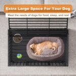 48 Inch Heavy Duty Dog Crate with Wheels,Indestructible Escape-Proof Dog Kennel with Locking Latch and Double Door,Extra Large XL XXL Crate Indoor for Large and Medium Dog with Removable Tray - Image 5