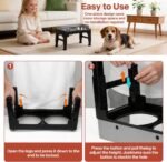 PAWISE Elevated Dog Bowl Stand, Raised Dog Feeding Station with 6 Adjustable Heights, 1 Slow Feeder & 2 Stainless Steel Bowls, Splash-Proof for Small Medium Large Dogs - Image 4