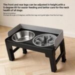 PAWISE Elevated Dog Bowl Stand, Raised Dog Feeding Station with 6 Adjustable Heights, 1 Slow Feeder & 2 Stainless Steel Bowls, Splash-Proof for Small Medium Large Dogs - Image 5