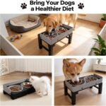 PAWISE Elevated Dog Bowl Stand, Raised Dog Feeding Station with 6 Adjustable Heights, 1 Slow Feeder & 2 Stainless Steel Bowls, Splash-Proof for Small Medium Large Dogs - Image 8