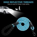 Rttochfy Rope Dog Leash 2/4/5/6/8/10 FT with Comfortable Padded Handle and Highly Reflective Threads for Small Medium and Large Dogs Heavy Duty (1/2"-5 FT, Blue) - Image 4