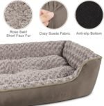 JOEJOY Rectangle Dog Bed for Large Medium Small Dogs - Washable Orthopedic Sofa Bed, Soft Breathable Puppy & Pet Cuddler, Durable Calming Dog Bed with Anti-Slip Bottom, Multiple Sizes, Dark Brown - Image 3