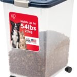 IRIS USA Dog Food Storage Container, Up to 54 lbs, Navy, Made in USA