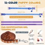 45 Pcs Puppy Collar and Leash, Colorful Adjustable Dog Collars with Marker Straps Soft Polyester Paw Pet Puppy Collar Quick Release Buckle for Small Dogs Walking Training (Detachable Bell) - Image 3