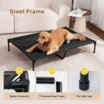 Garnpet Elevated Dog Bed for Large Dogs, Raised Dog Cot Fits Up to 120 LBs, Heavy Duty Pet Cots with Durable Supportive Teslin Recyclable Washable Mesh, Indoor & Outdoor Pet Bed, Dark Grey - Image 5
