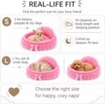 Pink Dog Bed Washable Princess Cat Couch Soft Plush Pet Sofa Nest Mat Snuggle Kitten Puppy Cave Beds Cute Cozy Kitten Doggy Kennel Cushion Small Medium Dogs Cats Sleeping Pad (S, Pink) - Image 3