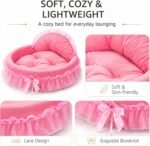 Pink Dog Bed Washable Princess Cat Couch Soft Plush Pet Sofa Nest Mat Snuggle Kitten Puppy Cave Beds Cute Cozy Kitten Doggy Kennel Cushion Small Medium Dogs Cats Sleeping Pad (S, Pink) - Image 4