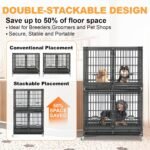 Homey Pet 43" Heavy Duty Double Dog Crates for Large Dogs or Two Small Dogs - Image 3