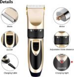 Highdas Dog Clippers for Grooming Low Noise, Cordless Electric Dog Grooming Kit Clippers Rechargeable, Quiet Dog Shaver, Pet Hair Trimmer Kit for Dogs & Cats (Gold) - Image 6