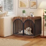 31.5" Fluted Wooden Dog Crate Furniture for Small Medium Dogs - Image 5