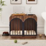 31.5" Fluted Wooden Dog Crate Furniture for Small Medium Dogs - Image 6