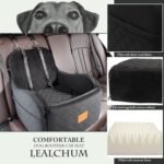 Lealchum Dog Booster Car Seat for Small/Medium Dogs Up to 35lbs,Elevated Cushion Fits in Front/Back Seat,Fully Detachable and Washable,2 Storage Pockets & Dog Leashes,Easy to Install(Black,Medium) - Image 4
