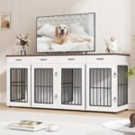 VOWNER 87" Dog Crate Furniture for 2 Dogs, Double Dog Cage Furniture, White - Image 3
