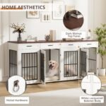VOWNER 87" Dog Crate Furniture for 2 Dogs, Double Dog Cage Furniture, White - Image 5