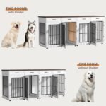 VOWNER 87" Dog Crate Furniture for 2 Dogs, Double Dog Cage Furniture, White - Image 6