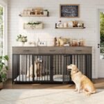 HOSTACK Double Dog Crate, 71" W Indoor Dog Kennel Furniture for 2 Dog, Grey - Image 3