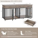 HOSTACK Double Dog Crate, 71" W Indoor Dog Kennel Furniture for 2 Dog, Grey - Image 4