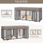 HOSTACK Double Dog Crate, 71" W Indoor Dog Kennel Furniture for 2 Dog, Grey - Image 5
