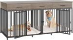 HOSTACK Double Dog Crate, 71" W Indoor Dog Kennel Furniture for 2 Dog, Grey - Image 6