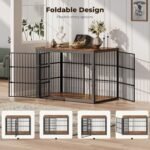 Lyromix 54" Dog Crate Furniture with Foldable Door, Rustic Brown - Image 2