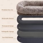 WROS Human Dog Bed for Adult, 71"x45"x12" Giant Calming Nest Bed, RustWhite - Image 4