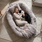 WROS Human Dog Bed for Adult, 71"x45"x12" Giant Calming Nest Bed, RustWhite - Image 8