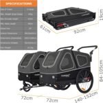 DOGGYHUT® S-Line XL Pet Bike Trailer & Stroller for Large Dogs Up to 100 lbs, Folding Dog Cart with Shock-Absorbing Suspension Wheels, Low Center of Gravity, Parking Brakes - Image 5