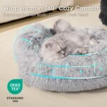 EHEYCIGA Calming Donut Dog Bed, Grey, 23.0" L x 23.0" W x 7" H - Image 4