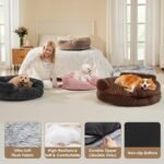 EHEYCIGA Calming Donut Dog Bed, Grey, 23.0" L x 23.0" W x 7" H - Image 6