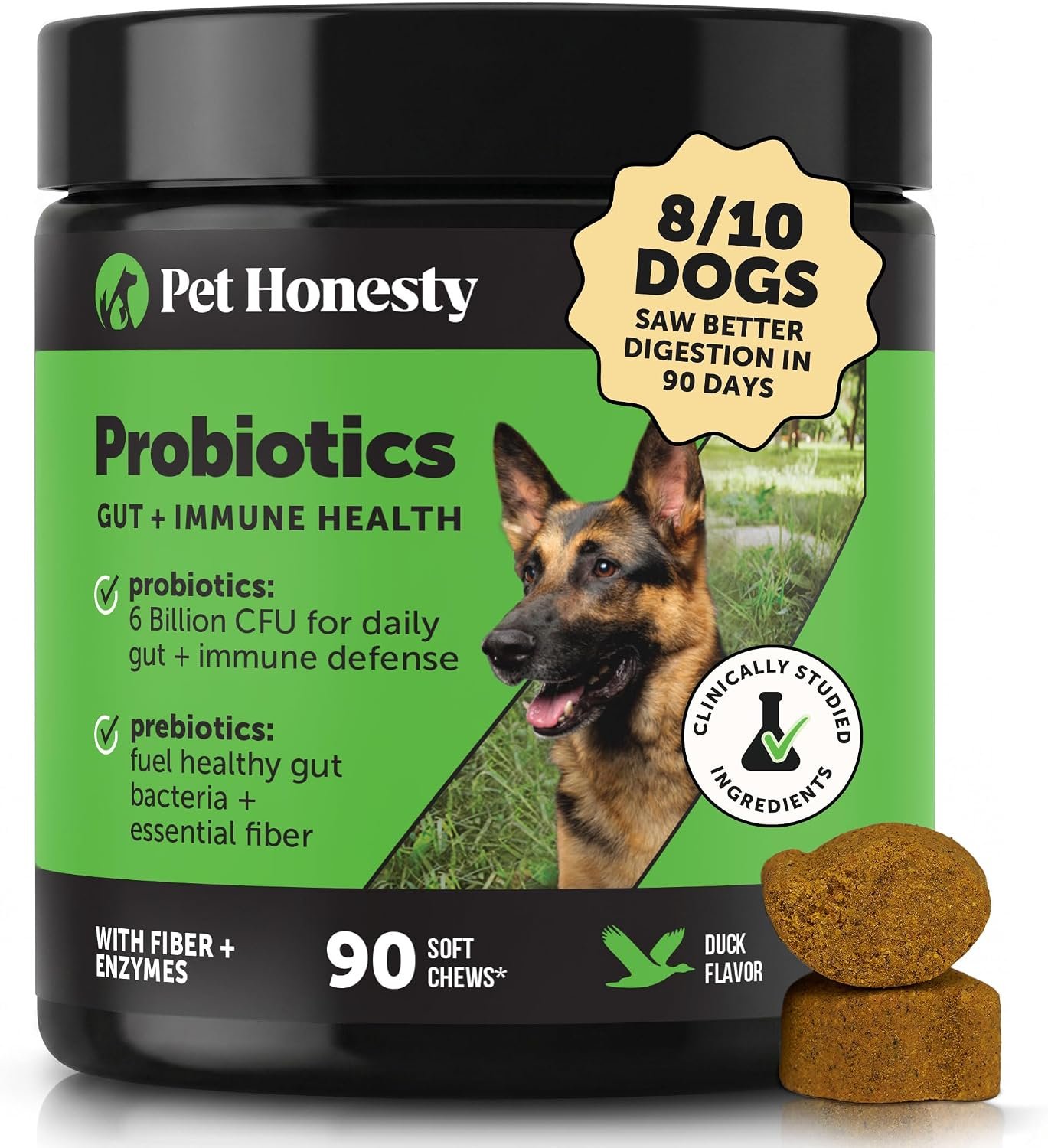 Pet Honesty Dog Probiotics Chews for Gut & Digestive Health, 90ct, Duck Pet Honesty Dog Probiotics Chews for Gut & Digestive Health, 90ct, Duck