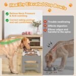 Elevated Bowls, 4 Height Adjustable Raised Stand With 2 Thick 50oz Stainless Steel Food Bowls, Non-Slip Feeder for Dogs, Adjusts to 3.7", 9.2", 10.75", 12.36" Light Brownish Gray - Image 3