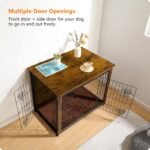 DWANTON 32.5" Dog Crate Furniture with Cushion, Wooden Kennel Table Indoor - Image 6