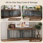 EasyCom 72" Wooden Double Dog Crate Furniture for 1-2 Dogs (DC105) - Image 4