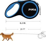 PINA Retractable Dog Leash, 26ft Dog Leash for Small Medium Large Dogs Up to 110lbs, 360° Tangle-Free Strong Reflective Nylon Tape, with Anti-Slip Handle, One-Handed Brake, Lock - Black Blue - Image 5