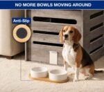Ceramic Small Dog and Cat Bowls-Set of 2 Pet Dishes with Non-Slip Wood Tray - Image 3