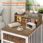 YATINEY Dog Crate Furniture, Wooden Dog Kennel with Storage, Indoor Pet Crate End Table, Two-Tier Small Dogs House, Chew-Proof, for Living Room, Bedroom, White and Walnut DC01WH - Image 3
