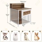 YATINEY Dog Crate Furniture, Wooden Dog Kennel with Storage, Indoor Pet Crate End Table, Two-Tier Small Dogs House, Chew-Proof, for Living Room, Bedroom, White and Walnut DC01WH - Image 5