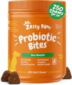 Zesty Paws Probiotics for Dogs, Digestive Enzymes Gut Flora, Digestive Health, Diarrhea & Bowel Support, DE111, Dog Probiotic Soft Chew for Pet Immune System, Pumpkin, 250 Ct