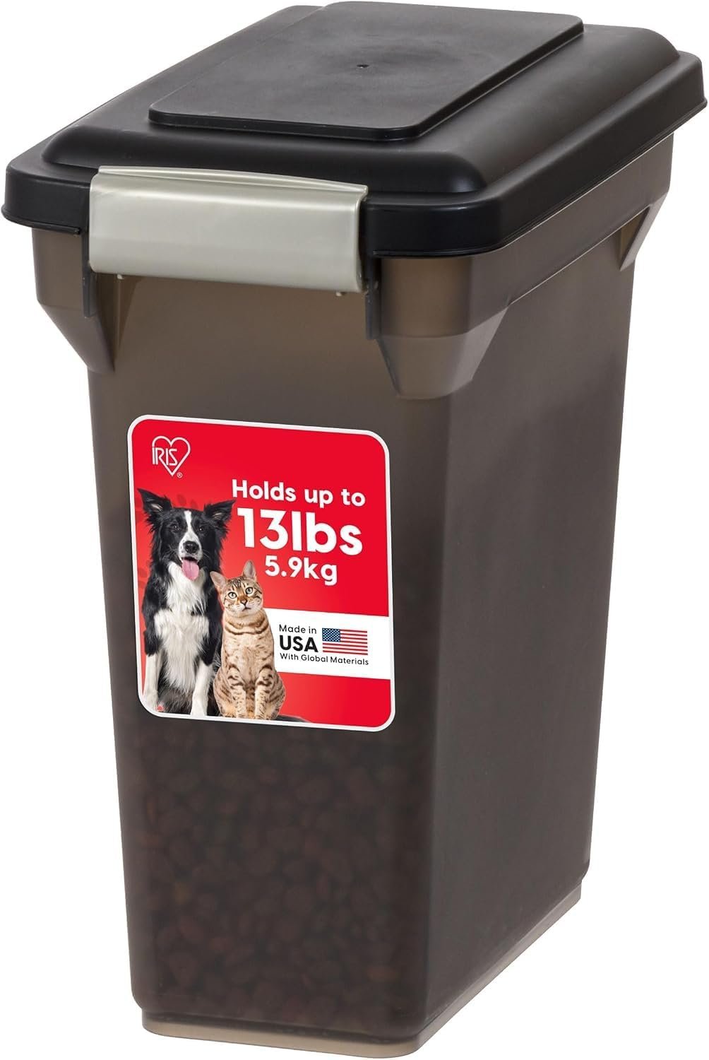 IRIS USA Dog Food Storage Container, Up to 13 lbs, Smoke, Made in USA IRIS USA Dog Food Storage Container, Up to 13 lbs, Smoke, Made in USA