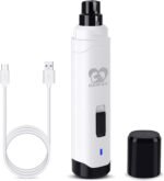 Casfuy Dog Nail Grinder Upgraded - Professional 2-Speed Whisper-Quiet Electric Pet Nail Trimmer Painless Paws Grooming & Smoothing for Small Medium Large Dogs & Cats (White)