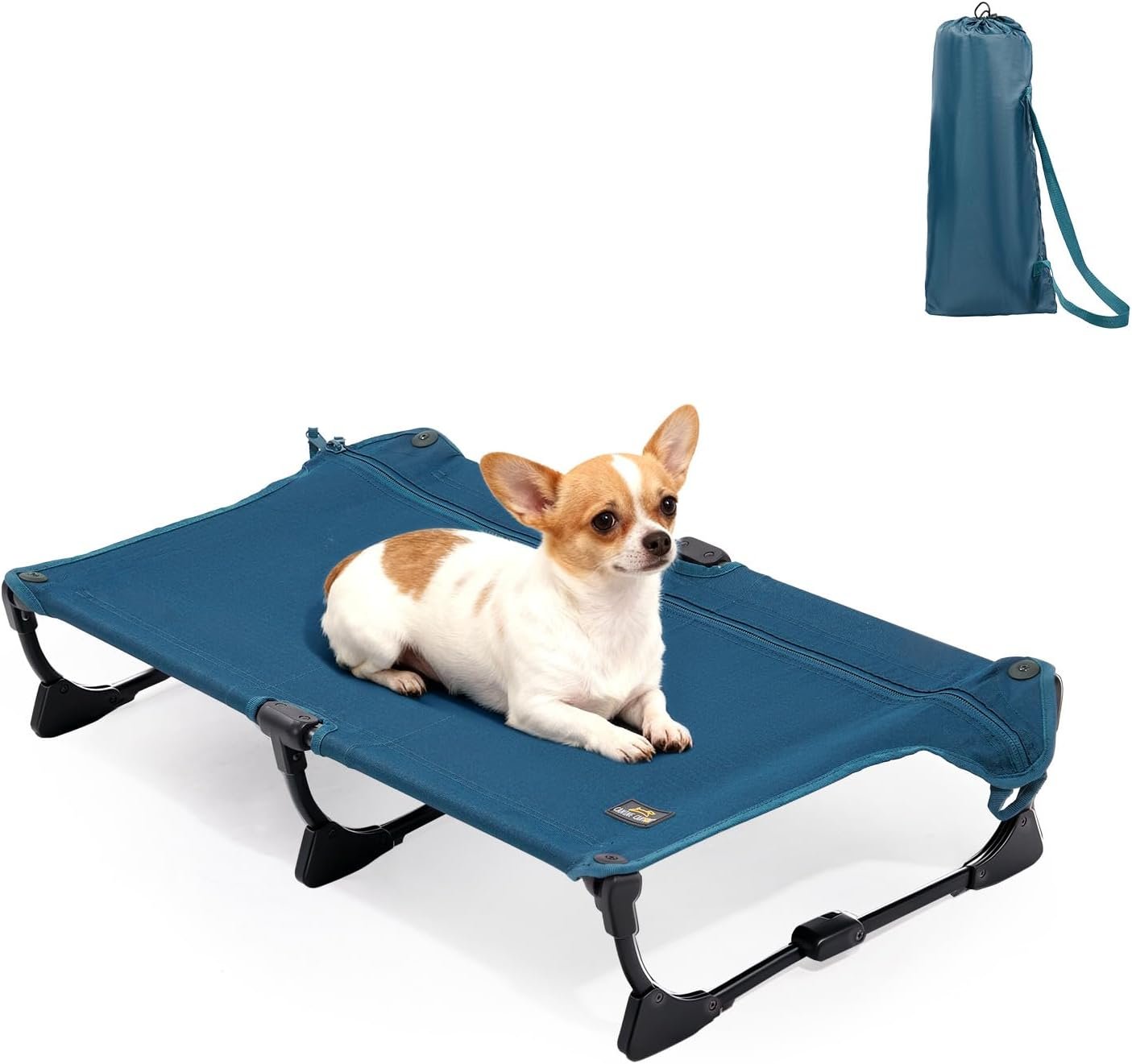 CANINE CANYON Upgraded Non-Slip Daisy Cot, Medium Foldable Elevated Dog Bed, Portable Raised Outdoor Dog Cot for Camping/Home, Chew Proof Waterproof Heavy Duty Up to 160 Lbs, Dark Blue, 32″x 23″ CANINE CANYON Upgraded Non-Slip Daisy Cot, Medium Foldable Elevated Dog Bed, Portable Raised Outdoor Dog Cot for Camping/Home, Chew Proof Waterproof Heavy Duty Up to 160 Lbs, Dark Blue, 32″x 23″