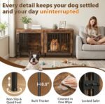EasyCom 55" Wooden Double Dog Crate Furniture, Brown (DC102) - Image 5