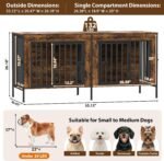 EasyCom 55" Wooden Double Dog Crate Furniture, Brown (DC102) - Image 6