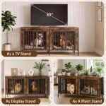 EasyCom 55" Wooden Double Dog Crate Furniture, Brown (DC102) - Image 7