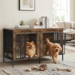 EasyCom 55" Wooden Double Dog Crate Furniture, Brown (DC102) - Image 8